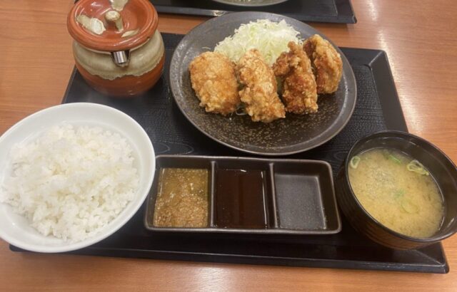 美味い唐揚げで有名なからやまでからやま定食(4個)を店内で食べてみました!